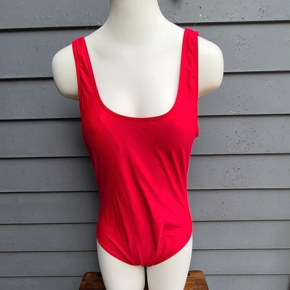 Zeraca Red One Piece Swim Suit with Built in Bra size Large